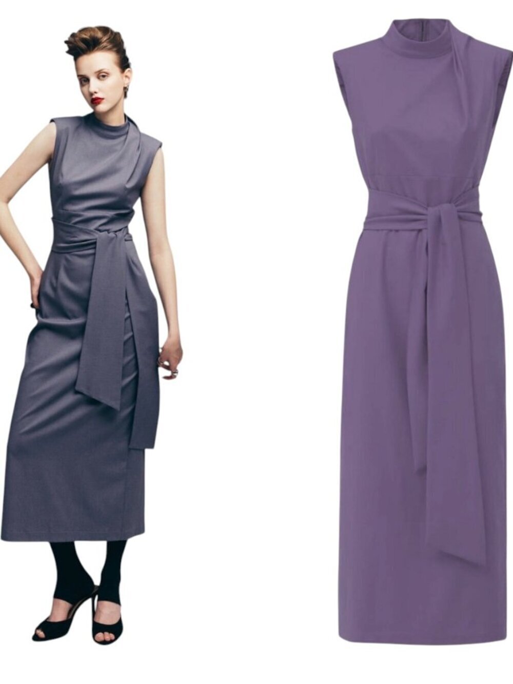 Julia Allert Violet Mock Neck Midi Dress Belted XL NWT